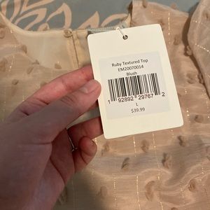 Ruby textured top blush blouse. New with tags! Emberley brand by Downeast.